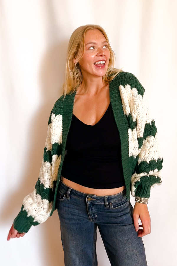 Bold Charlie Striped Cardigan / Green - Image 2