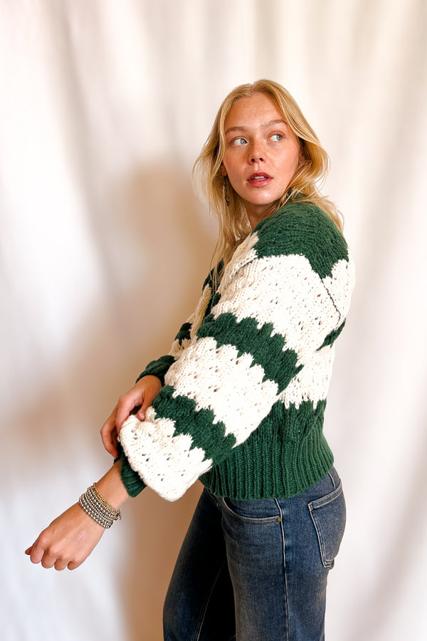 Bold Charlie Striped Cardigan / Green - Image 3