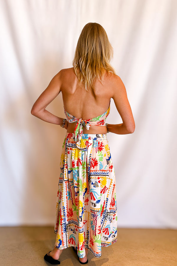 Aquatic Print Maxi Skirt / Ivory - Image 5