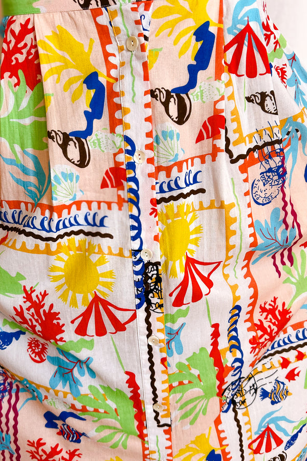 Aquatic Print Maxi Skirt / Ivory - Image 6