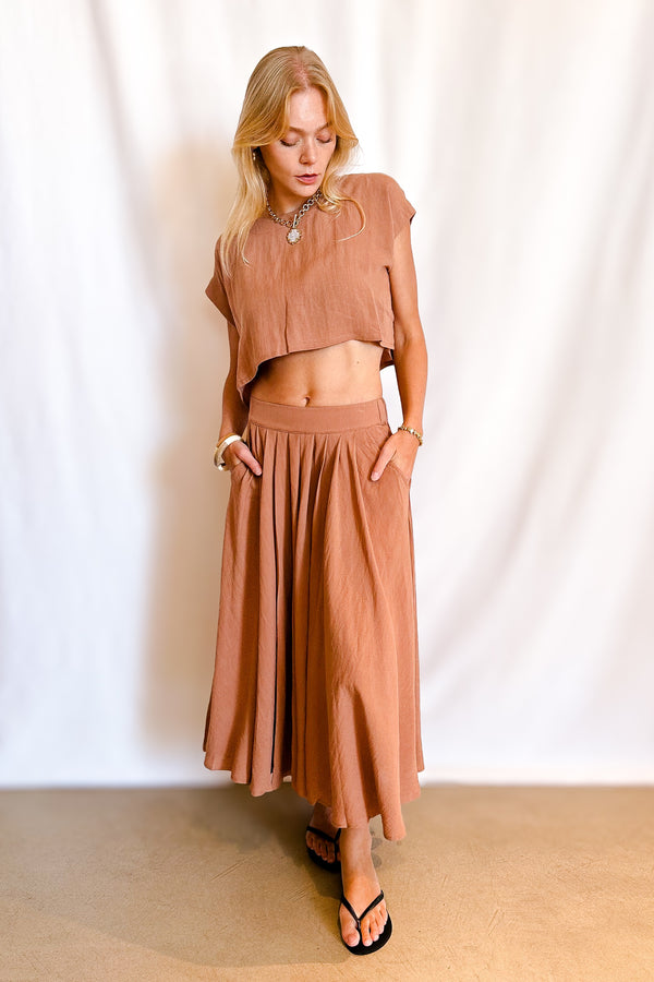 Pocketed Full Midi Skirt / Mocha