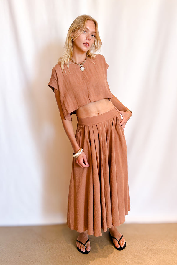 Pocketed Full Midi Skirt / Mocha - Image 2