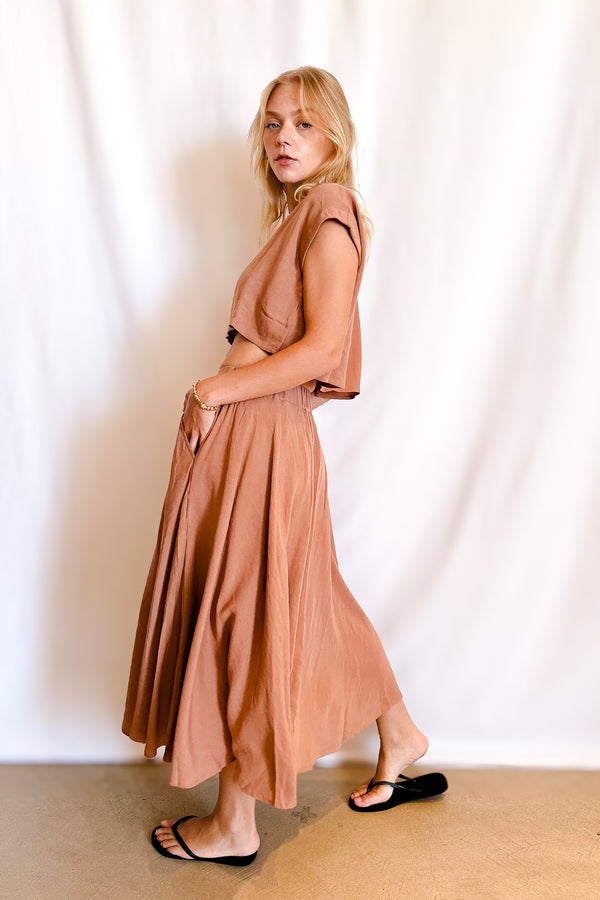 Pocketed Full Midi Skirt / Mocha - Image 3