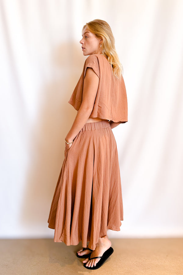 Pocketed Full Midi Skirt / Mocha - Image 4