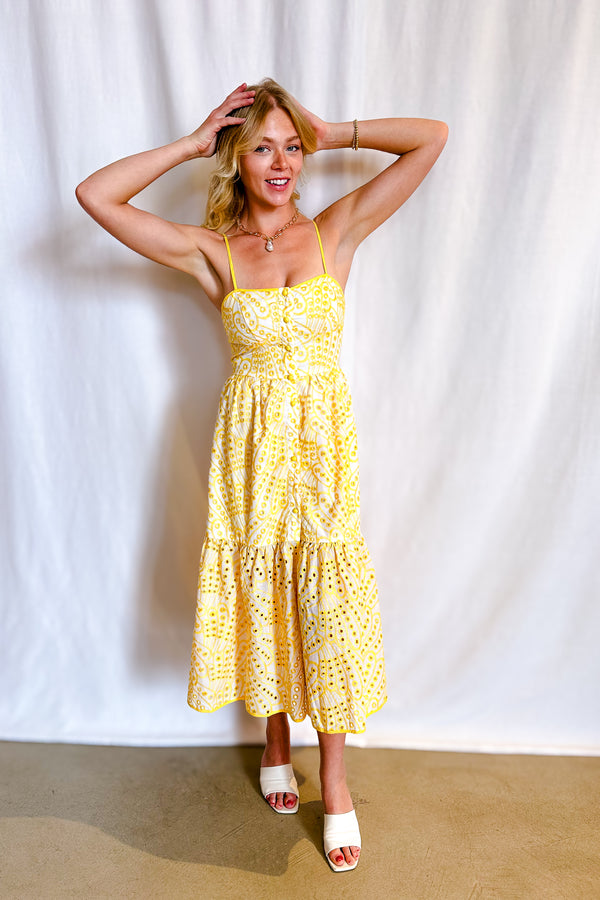 Yellow Eyelet Tiered Cami Dress / Yellow - Image 3