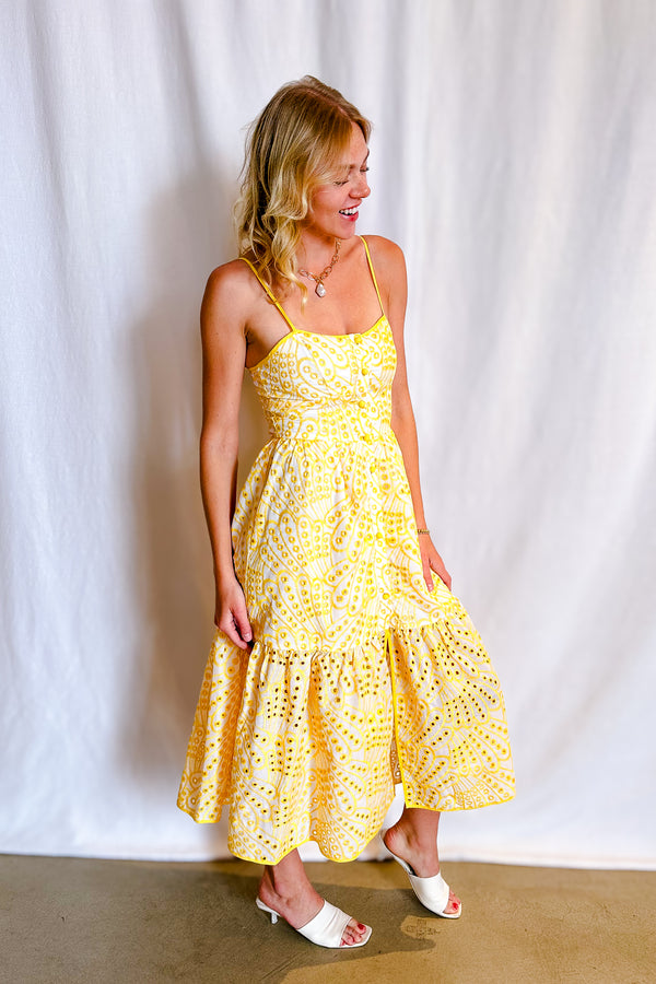 Yellow Eyelet Tiered Cami Dress / Yellow - Image 2