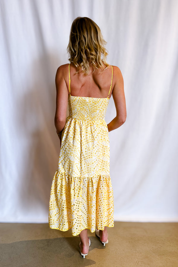 Yellow Eyelet Tiered Cami Dress / Yellow - Image 4