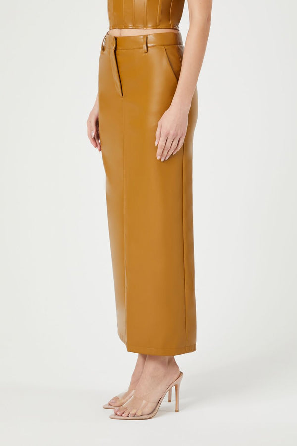 Faux Leather Maxi Skirt - Image 3