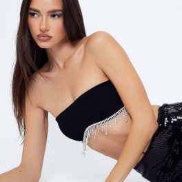 Seamless Rhinestone Fringe Bralette