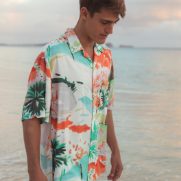 Men's Vintage Shirt - Flamingo Beach