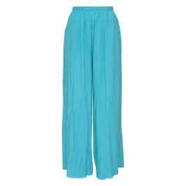 Solid Long Wide Leg Pants - Ocean Color